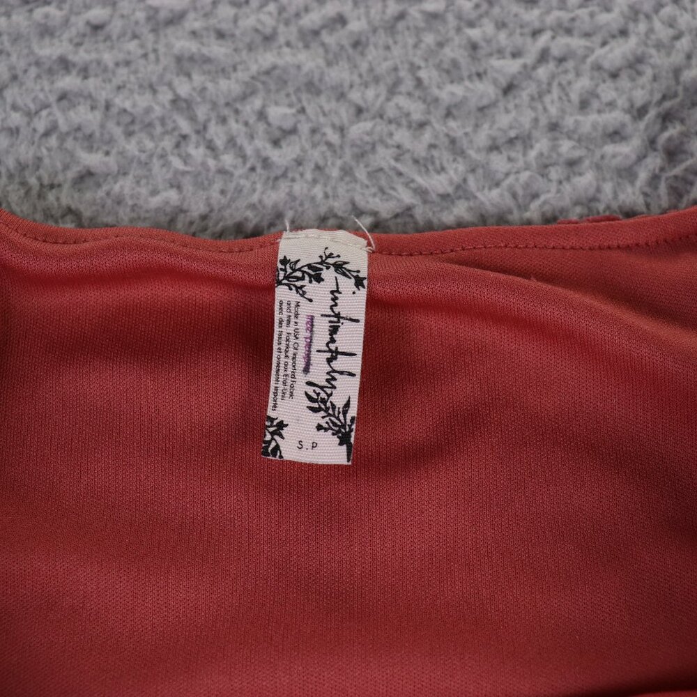 Free People Intimately Dress Womens Small Burgundy Floral Velvet Mini Ruffle - Picture 5 of 10